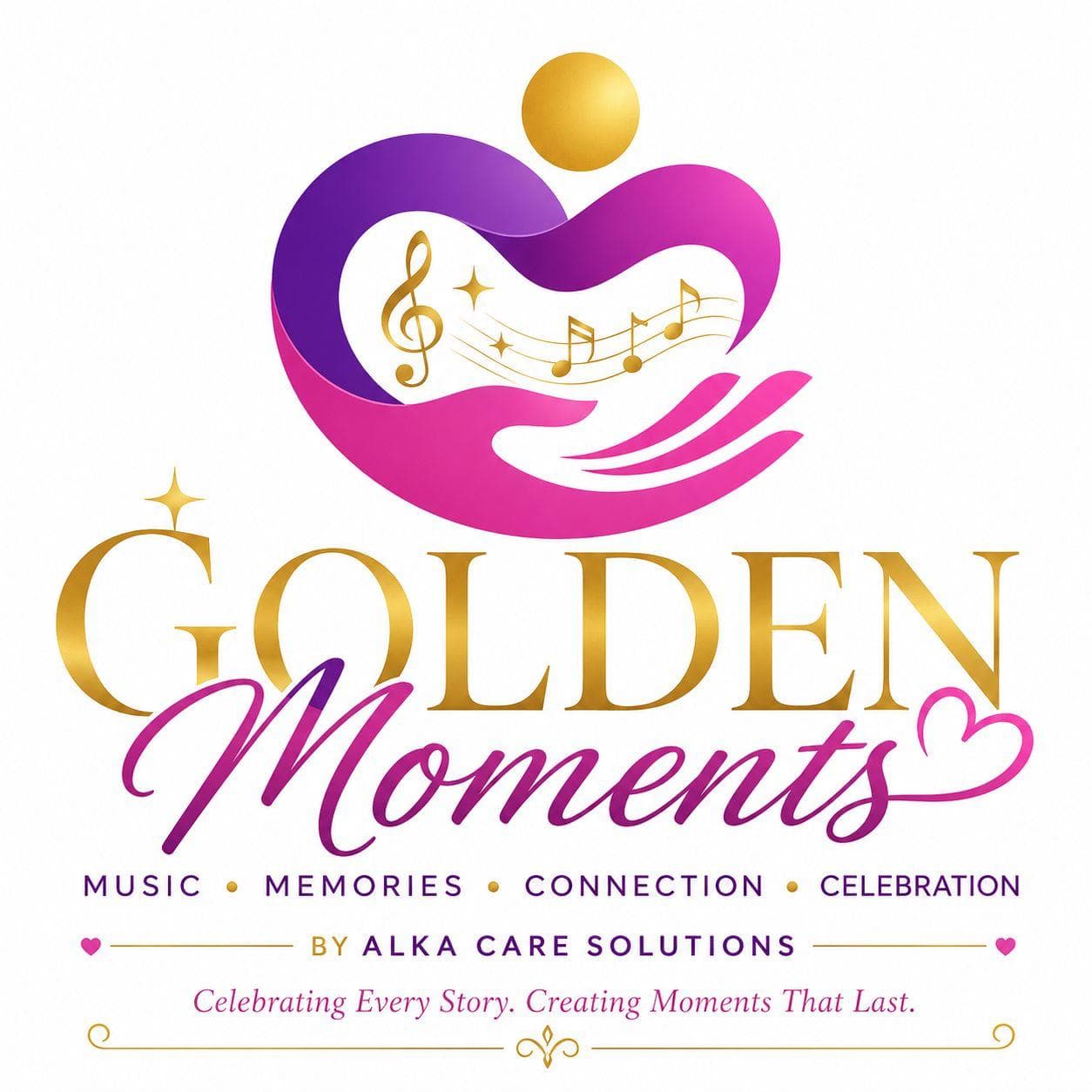 Golden Moments logo: music, memories, connection, celebration